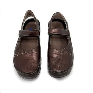 Wolky Mary Jane Leather Clog Brown Size 8